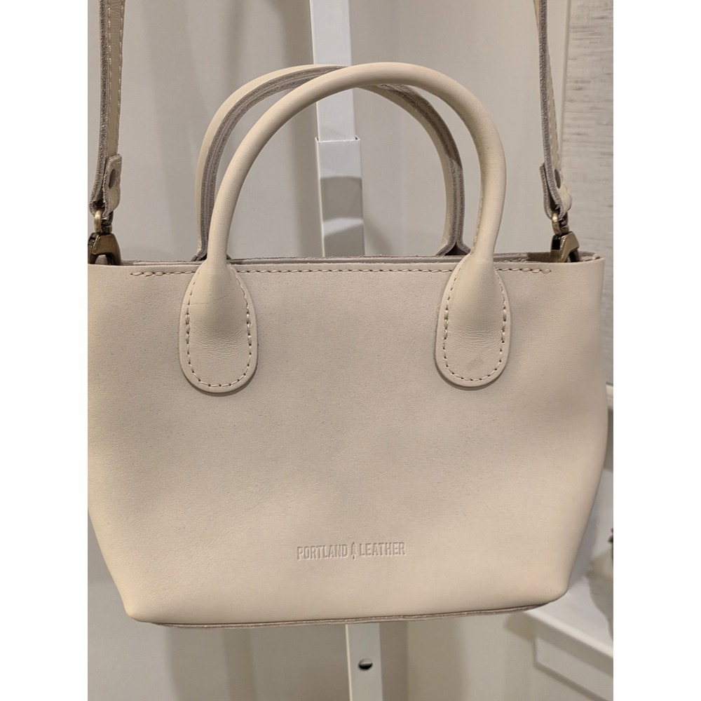 Portland Leather Small Bone Original Rainstorm Crossbody Bag w/Detached Strap